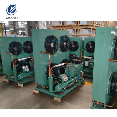 Factory Price Four Fans Air Cooled Condensing Unit Low Temperature Condenser  Aluminum Finned Heat Exchanger