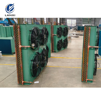 20HP High Performance Air Cooled Condenser for Low Temperature Cold Storage Refrigeration 4 Fans Aluminum Finned Heat Exchanger