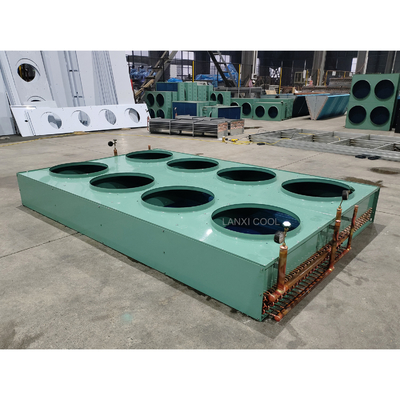 Heat Exchanger H Type Air Cooled Freezer Condensing Unit Copper Pipe 6 Fan Refrigeration Condenser