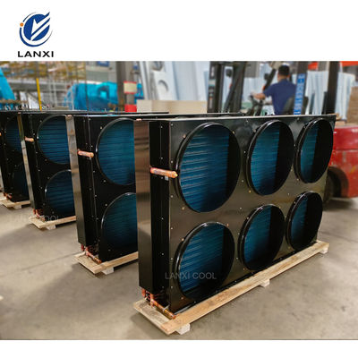Air Condenser 415V380/220V 3pH/60Hz/50Hz Copper Tube H Type Condenser Refrigeration Unit Air Cooled H Type Condenser Outdoor Refrigeration Equipment Aluminum Finned Heat Exchanger