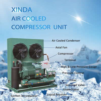 Middle Temperature Black Color Semi-hermetic Piston Compressor Air Cooled Condenser Condensing Unit For Cold Room
