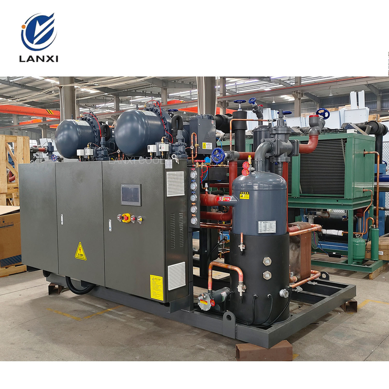Lanxi 100HP Evaporative Cooled Screw Refrigeration Compressor Condensing Unit For Freezer Cold Room