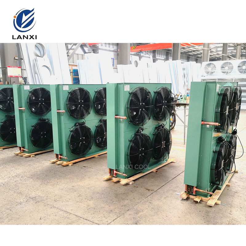 20HP High Performance Air Cooled Condenser for Low Temperature Cold Storage Refrigeration 4 Fans Aluminum Finned Heat Exchanger