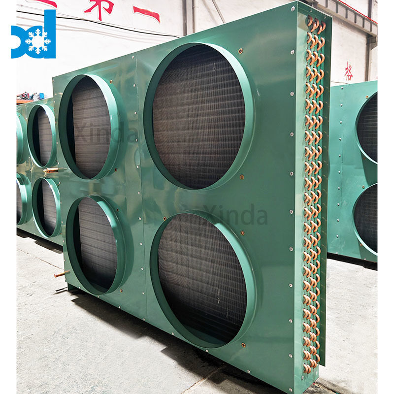 20HP High Performance Air Cooled Condenser for Low Temperature Cold Storage Refrigeration 4 Fans Aluminum Finned Heat Exchanger