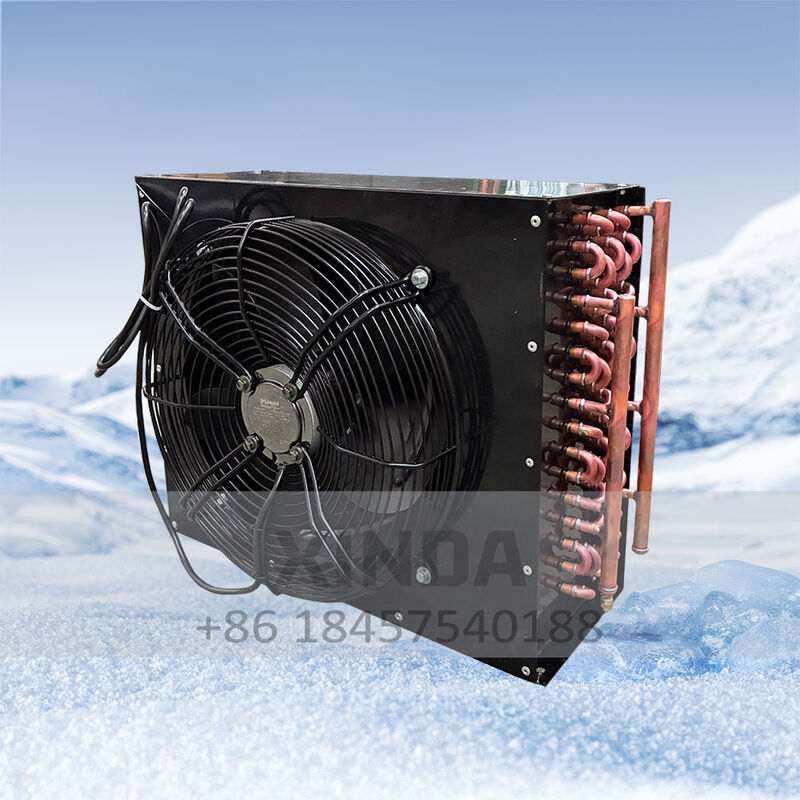 Customized Black H Type Copper Tube Aluminum Fin Condenser Coil with Fan Cover Heat Exchanger Condenser Coil with Fan Motors