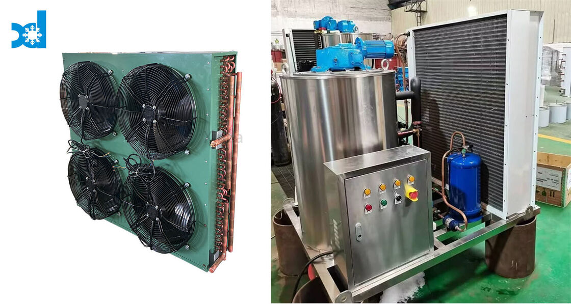 Air Cooled Condenser Heat Exchanger With Blue Or Golden Hydrophilic Aluminum Fin And 9.1or 9.5 Copper Pipe Commercial Used in Tube Ice Maker Ice Making Machine